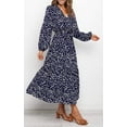thumbnail image 4 of Women's Boho Leopard Print Ruffle Long Sleeve V Neck Casual Flowy Party Maxi Dress, 4 of 6