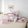 thumbnail image 6 of Homewish Kawaii Purple Gnome Bedding Comforter Set 7pcs for Kid, Spring Rustic Flower Queen Bedding Sets, Romantic Love Heart Reversible Queen Sheet Sets, Microfiber Bedroom Decor, 6 of 8