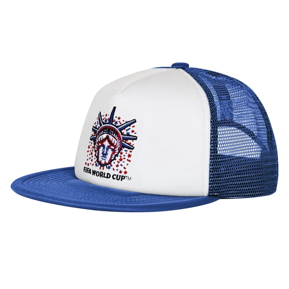 Men's Outerstuff White/Royal FIFA World Cup 2026 Defender Adjustable Trucker Hat
