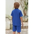 thumbnail image 6 of Arshiner Boys Summer Beach Outfits 2 Piece Casual Button Down Shirt and Shorts Set Vacation Texture Sets, 6 of 7
