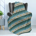 thumbnail image 4 of Afghan Soft Flannel Fleece Throw Blanket, Tribal Illustration of Geometric Shapes Rhombuses Stripes Middle Eastern Pattern, Cozy Plush for Indoor and Outdoor Use, 60" x 80", Multicolor, by Ambesonne, 4 of 5