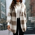thumbnail image 2 of QASIEATN Fall Coats for Graceful Ladies Fashion, Winter Coats Warm Plush Hooded Jackets Up Button Cardigan Trendy Plaid Fuzzy Outerwear, Womens Winter Tops, 2 of 9