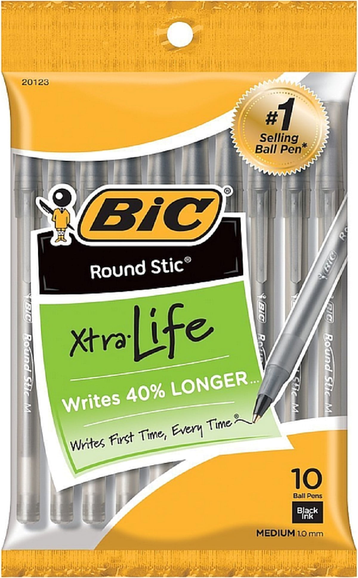 BIC Round Stic Xtra Life Office School Ballpoint Stick Pen BLUE Medium 96 ct 