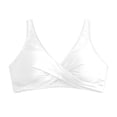 thumbnail image 6 of Bikini Top for Women Solid Color V Neck Push Up Padded Swimsuit Adjustable Strap Style Swim Tops Only(White-2,L), 6 of 7