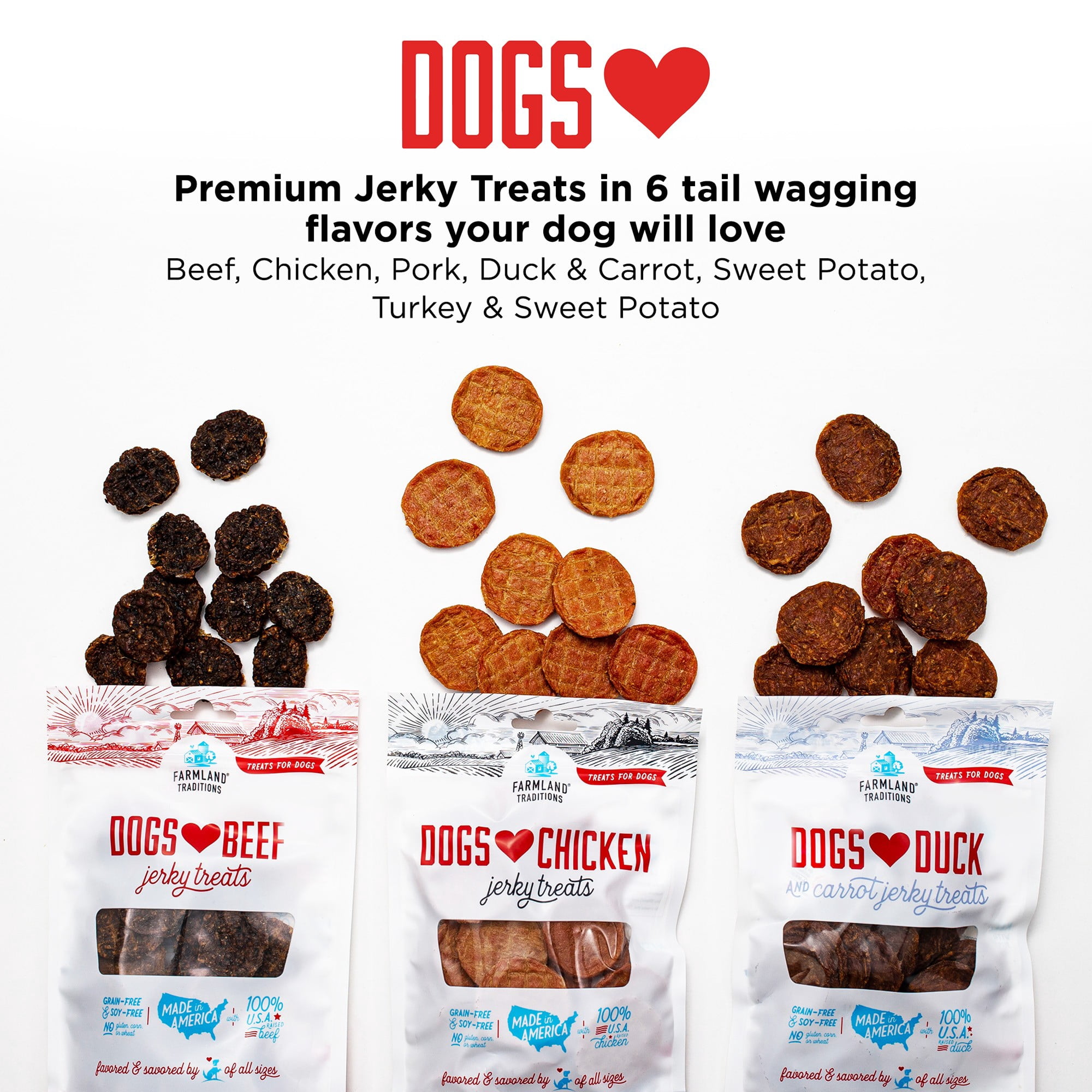 (24 pack) Farmland Traditions Dogs Love Beef Jerky Dog Treats with Only 4 Ingredients and No Fillers, 13.5 Ounce Bag