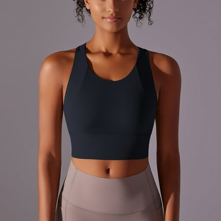 Weiqiqre T Shirts for Women U Back Sports Bras High Neck Crop Workout Sports Bra Beautiful Back Fitness Yoga Suit Tank Top