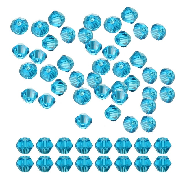 Uxcell 1600Pcs 4mm Bicone Glass Beads Small Faceted Dark Blue