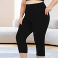 thumbnail image 6 of RYRJJ Women's High Waisted Yoga Capris with Pockets Butt Lifting Workout Athletic Running Capri Leggings Plus Size Gym Yoga Pants(Black,XL), 6 of 9