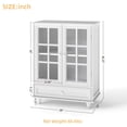 thumbnail image 3 of 28'' Sideboard Buffet Cabinet, Wood Storage Cabinet with 2 Glass Doors and 1 Drawer for Kitchen, Living Room, Entryway (White), 3 of 8
