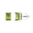 thumbnail image 2 of 1.32 Ct Emerald Cut Studs Green Natural Peridot 18K White Solid Solid Gold Everyday Dainty Earrings Screw Back, 2 of 7