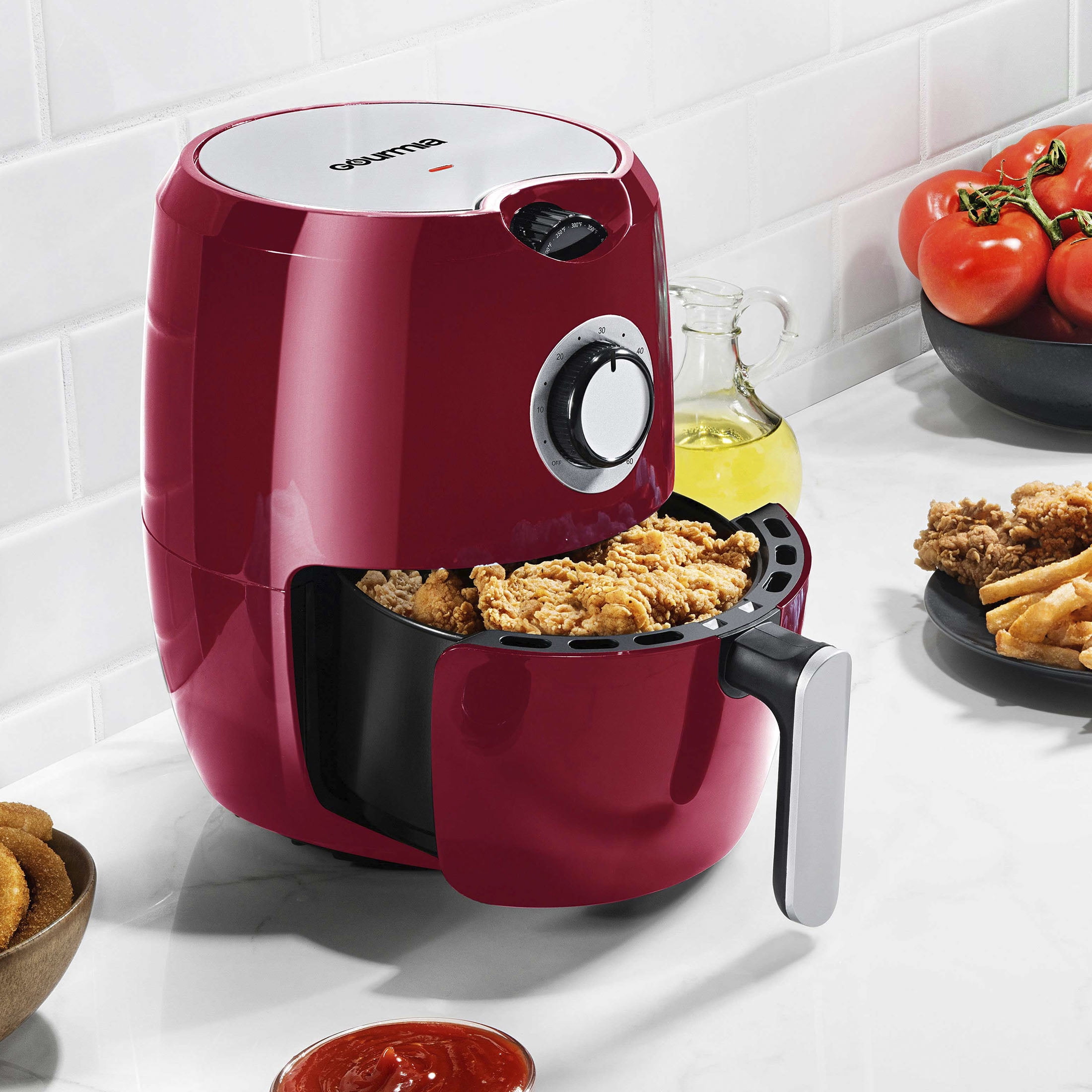 Gourmia 2.2 Qt Air Fryer with Dishwasher Safe Basket, Red GAF236, 12.59 H,  New 