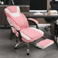 thumbnail image 5 of JONPONY Big and Tall Office Chair 400lbs, Executive Reclining Office Chairs with Footrest, High Back Home Office Chair Thick Padded Armrests, Ergonomic Adjustable Lumbar Support, PinkWhite, 5 of 10