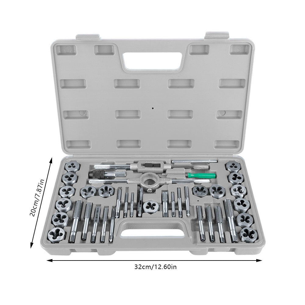 Zyyini Tapping Tool, Tap Wrench,40Pcs M3- Screw Nut Tap and Die Set with Wrenches and Thread Gauge Heavy Duty Hand Tools