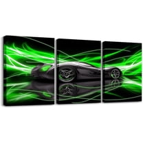 Hieng Race Car Canvas Wall Art for Living Room Bedroom Red Blue Picture Wall Decor for Bathroom Speed Sports Car Kids Boys Girls Artwork Posters Extreme Sports Painting（Only canvas）