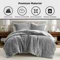 thumbnail image 3 of Regency Heights Full/Queen Fluffy Ribbed Plush Comforter Set 3-Piece Bedding Set Gray, 3 of 9