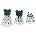 thumbnail image 1 of ZAXARRA Robe Assortie Parent-Enfant Maman Fille Imprimé Fleur Verte Robe Nœud, 1 of 9