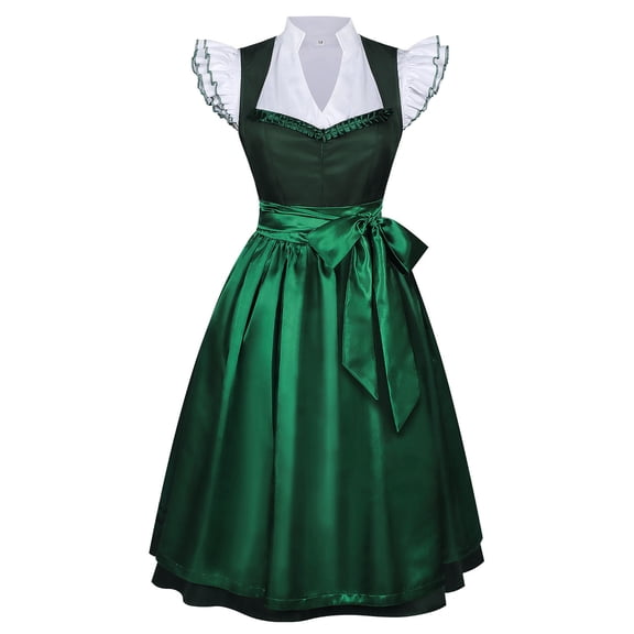 BRGZLK Women's Oktoberfest Dress Trendy High Waist Traditional Bavarian October Festival Costume German Dirndl Cosplay Dress Green XL