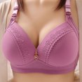 thumbnail image 2 of HEVIRGO 4PCS Women Bralette No Underwire Padded Wide Straps Solid Color Breathable Push Up Full Cover Middle-aged Ladies Wireless Bra ,Purple,46C, 2 of 8