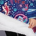 thumbnail image 3 of Oversized Wearable Blanket Hoodie,Blue Pioneer Flower and Paisley Pattern Sherpa Blanket Hoodie with Super Pockets,Super Warm Fuzzy Pullover for Women & Men, 3 of 6