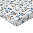 thumbnail image 4 of Ambesonne Sailor Fitted Sheet, Nautical Marine Ships Print, Full Size, Brown Blue White, 4 of 5