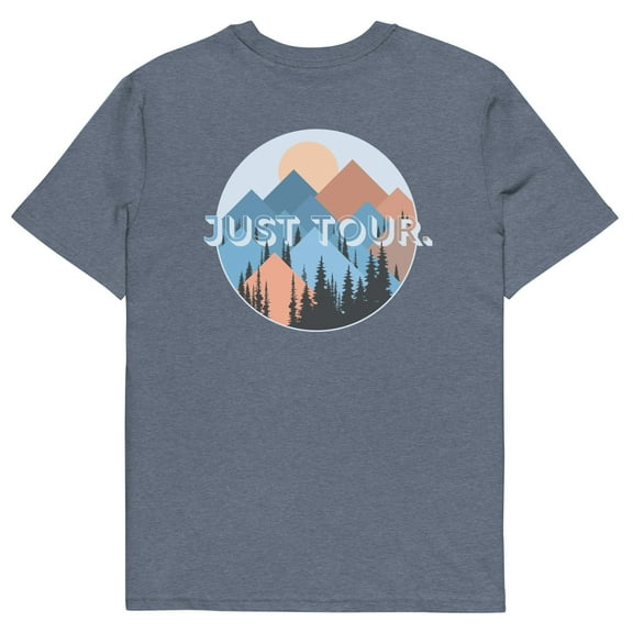 JUST TOUR. SEEKER ORGANIC COTTON T-SHIRT Dark Heather Blue - Small