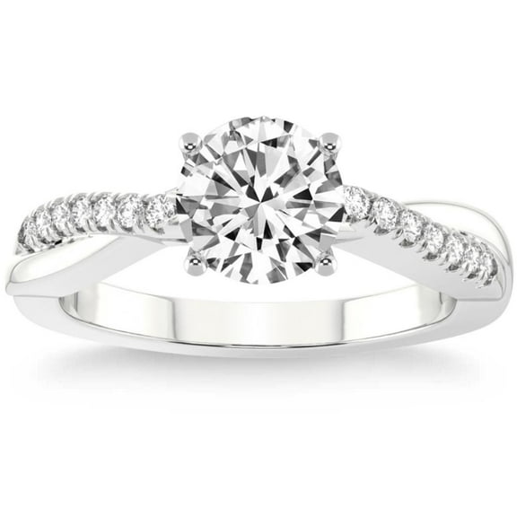Pompeii VS 1 1/4Ct Moissanite & Lab Grown Diamond Engagement Twist Ring in 10k Gold