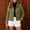 Green①, variant on Womens Utility Jacket Lapel Collar Button Down Long Sleeve Cropped Plaid Lining Casual Outer Coat for Womens