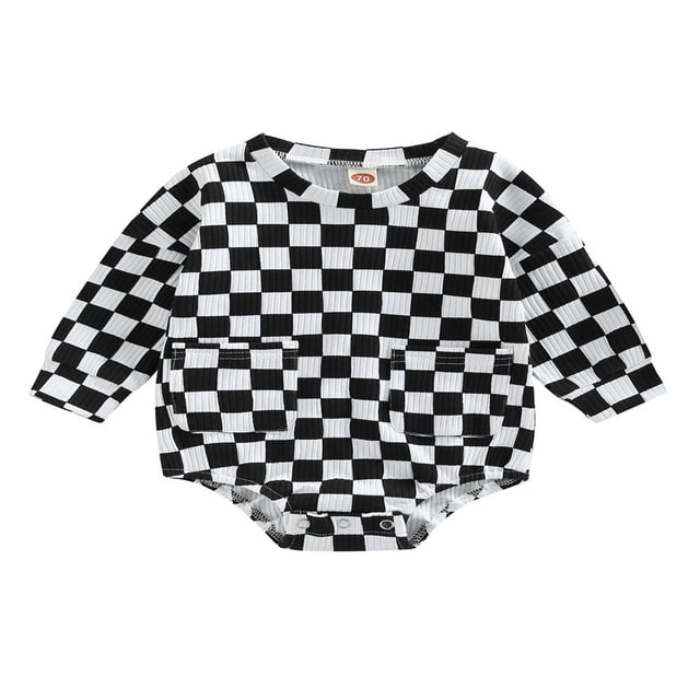 PENGXIANG Babys Casual Manches Longues Col Rond Mode Imprimé Triangle Combinaisons avec Poches