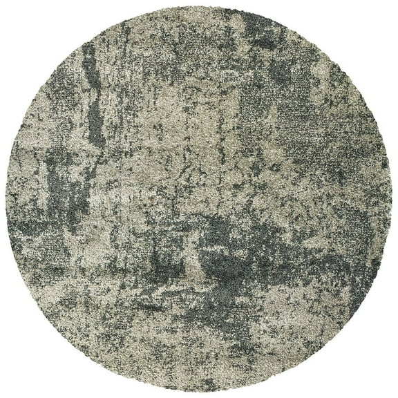 Oriental Weavers Henderson Shag Area Rug - 5503Z - 7'10" Round - in Gray/ Charcoal - Plush Soft Shag, Modern Style, Stain Resistant, Cushion Feel, Dining Room Rug