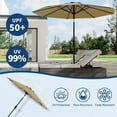 thumbnail image 4 of Patio Umbrella Market Umbrella 10ft Tan - 8-Rib UV Protection & Waterproof Fabric, Push Button Tilt & Crank for Garden, Deck, Pool (1-Pack), 4 of 6