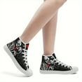 thumbnail image 6 of Coolcustomize Mens Gothic Skeleton Couple Shoes, High-top Sneakers with Lace-Up Closure Boot, All-Black & Red for Halloween, Valentine's, Edgy Streetwear Footwear, Unique Graphic Print Festival Shoes, 6 of 12