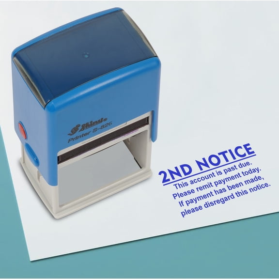Printtoo Second Notice Past Due Self Inking Rubber Stamp Pre,Inked Office Stamp, Home Office Business Stationery, 41 x 24 mm, Blue