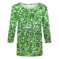 thumbnail image 4 of Besolor 3/4 Sleeve Shirts for Women 2024 Fashion Sparkly Tops for Women Crewneck Casual Going out Tunic Tee Tops Green 2, 4 of 5