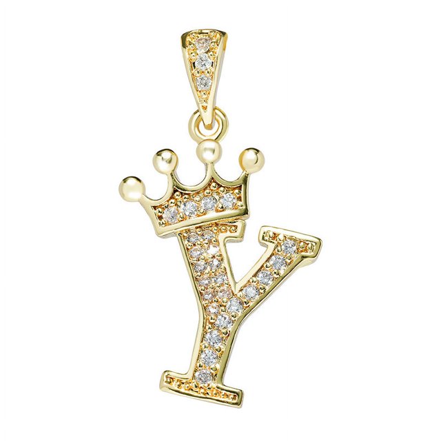 Collar con colgante de diamantes y 26 letras en inglés de corona, collar sencillo de moda, joyería para mujer