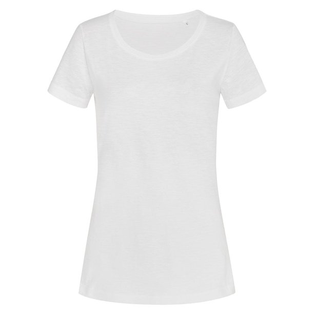 Stedman Stars - Camiseta original básica de cuello redondo modelo Sharon Slub para mujer (Blanco)