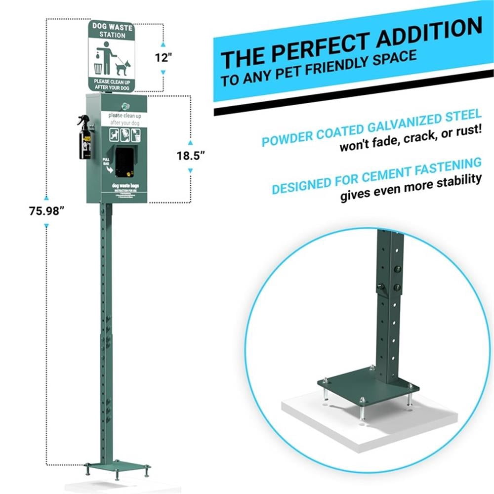 Pemberly Row Mini Pet Waste Station with Pull Out Bag Dispenser and Sanitizer