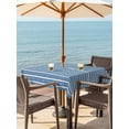 thumbnail image 2 of Outdoor Tablecloth with Umbrella Hole & Zipper, Blue Botanical Square Tablecloth 54x54 Inch, Farmhouse Modern Striped Leaf Patio Table Cover Waterproof Table Cloth for Picnic/Party, 2 of 7