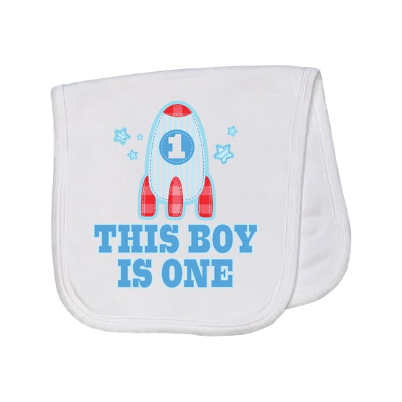 Inktastic 1st Birthday Boy Rocket Ship Baby Burp Cloth