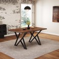 thumbnail image 2 of Industrial-style Dining Table With Walnut Finish & Metal Base, 58.27" W X 35.5" D 28.6" H Legged In Color For Home, 28.6, 2 of 6