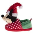thumbnail image 3 of Disney Mickey Mouse Christmas Slippers Cozy Plush Santa House Shoes Size Toddler, Little Kid, Red Green, Size: 5-6, 3 of 7