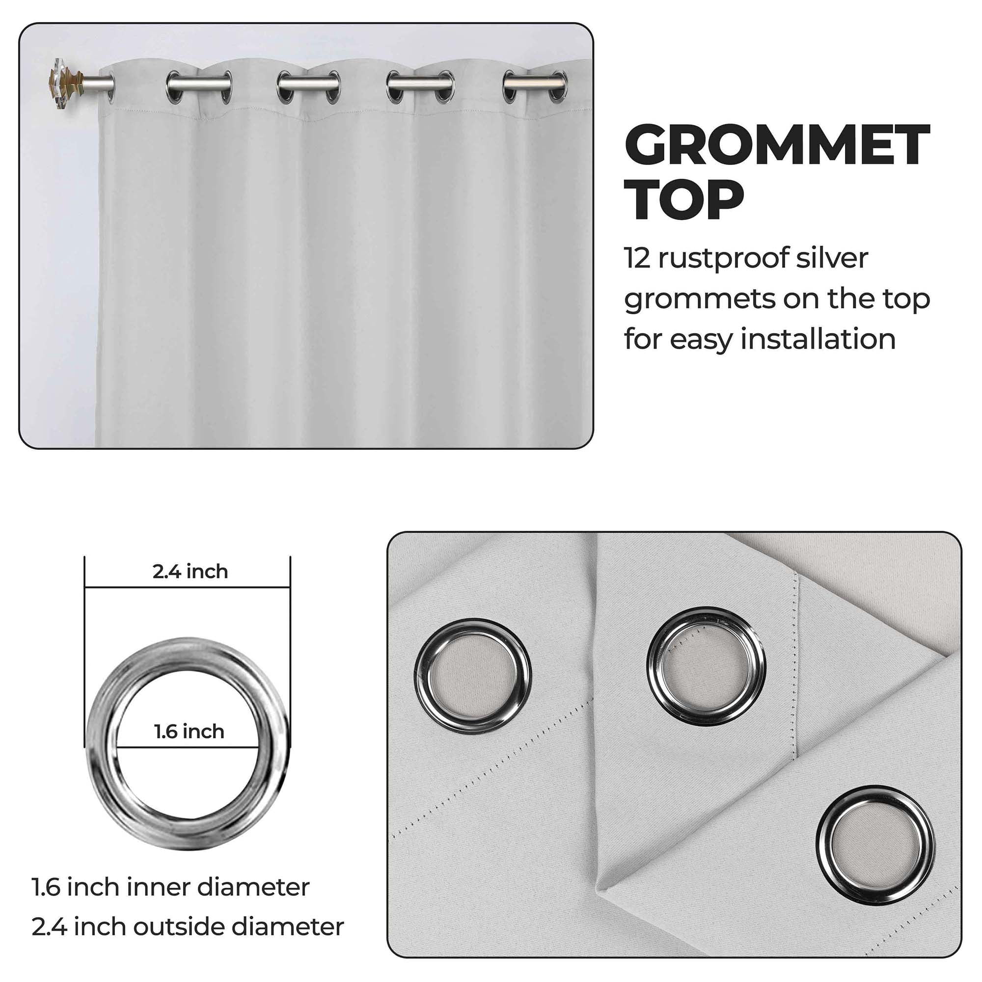 Superior Blackout Solid Light Filtering Grommet Curtain Panel Set, 70" x 84", Marshmellow