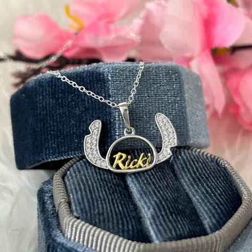 Cute Stitch Custom Name Pendant Necklace – Personalized Christmas for Loved Ones