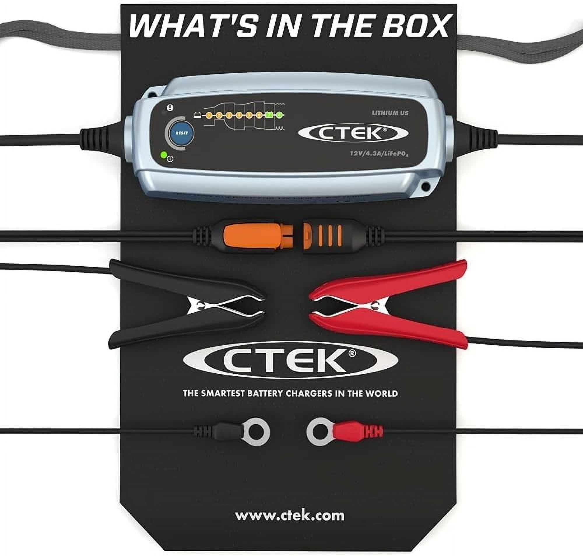 CTEK 56-926 LITHIUM US | Fully Automatic Lithium Ion Phosphate LiFePO4 Battery Charger | 5.0Ah - 60Ah | Maintenance Charging up to 120Ah