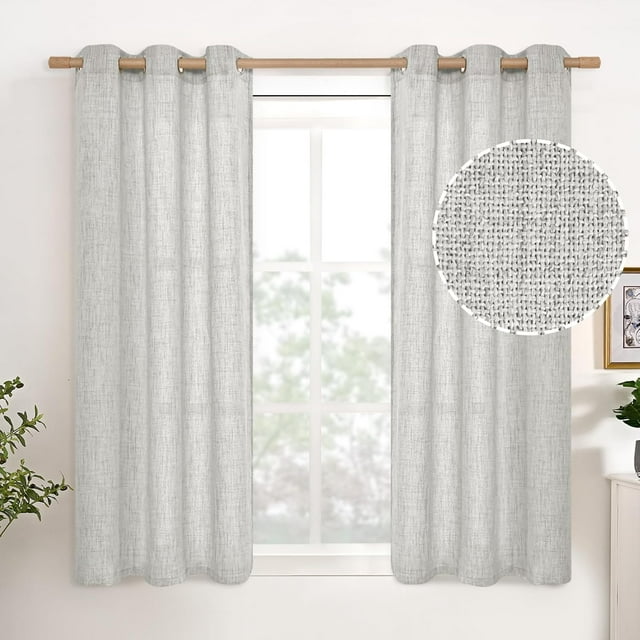 Natural Linen Curtains Long for Living Room Bedroom Groet Top Light Filtering Privacy Linen Textu Window Semi Sheer Drapes Panels x Natural