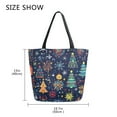 thumbnail image 5 of FORMRS Womens Canvas Tote Bag with Zipper Inner Pocket Shoulder Handbag, Dark Blue Christmas, 5 of 7