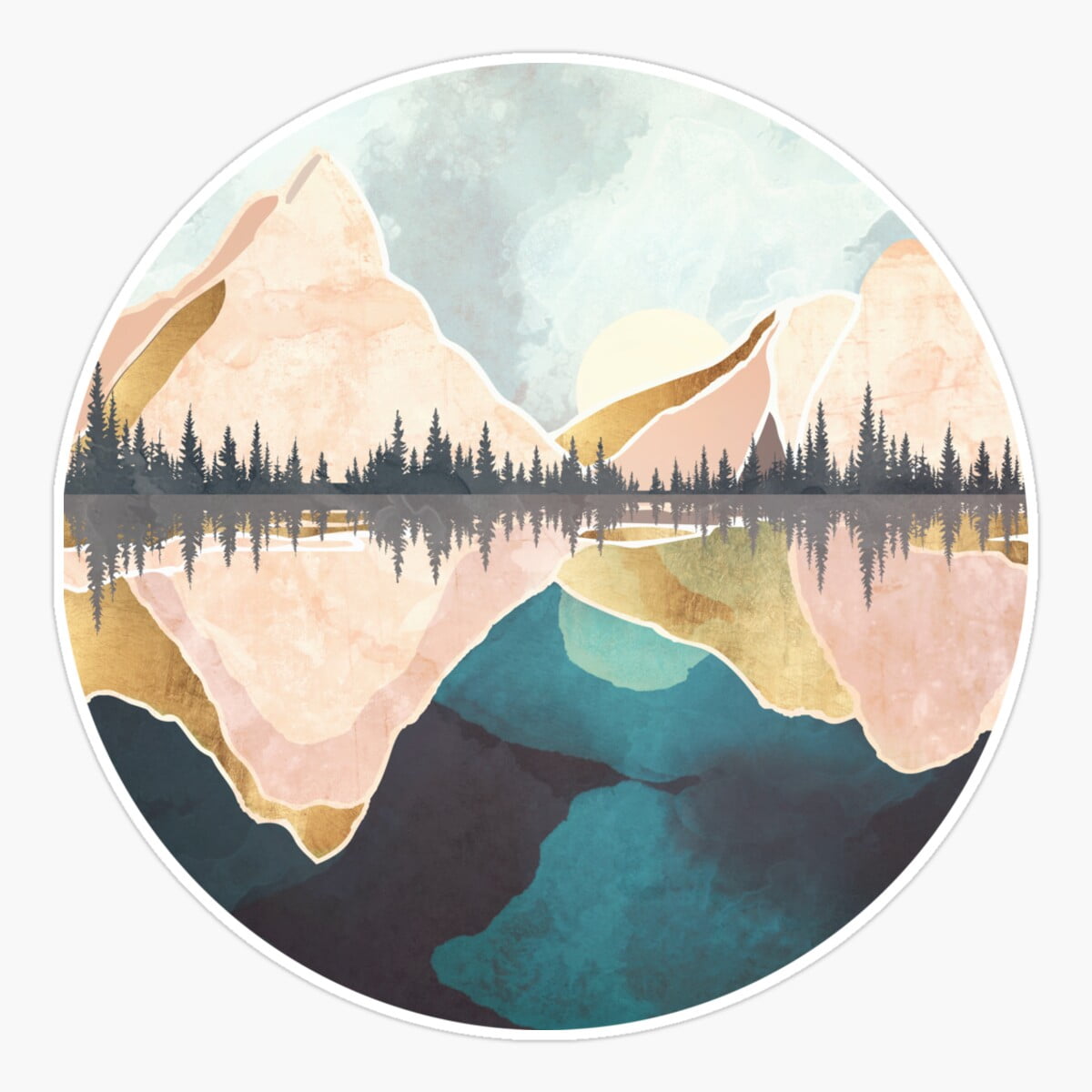 Summer Reflection Nature Art Vinyl Decal Sticker