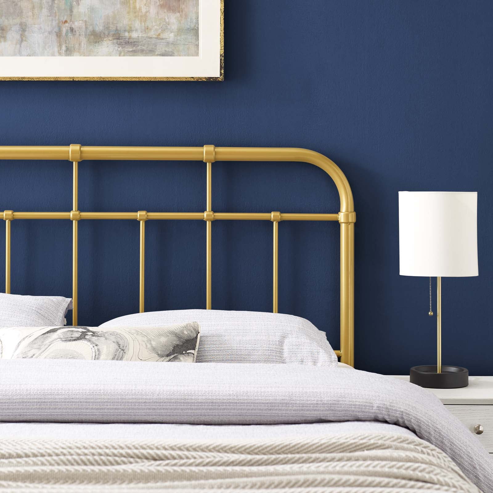 Headboard, Twin Size, Metal, Gold, Modern Contemporary Urban Design, Bedroom Master Guest Suite
