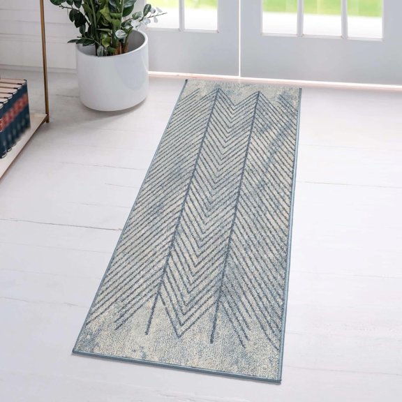Luxe Weavers Tribal Geometric Blue 2x8 Area Rug, Stain Resistant Carpet