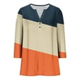 thumbnail image 5 of Ounisa Women's Color Block Tops Casual 3/4 Sleeve Tunic Button Up Clothes V Neck Pullover Loose Shirts, 5 of 5