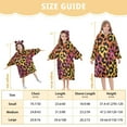 thumbnail image 3 of Dailycode Wearable Blanket Hoodie Oversized Sherpa Flannel Blankets with Pocket for 3-14 Year Old Colorful Leopard Print, 3 of 7